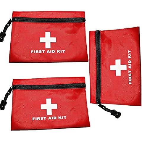 Aranticy Red First Aid Bag Empty, 3PCS Medical Pack Bag Small First Aid Kit Pouch Mini Waterproof Emergency Survival Pocket Medicine Container Organizer for Home Hiking Camping Cycling Travel Car Cover