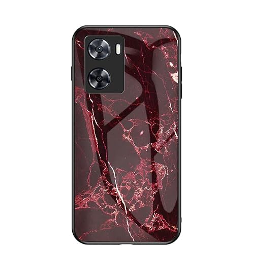 Jiajihua Cover Compatible with Oppo A36 4G 【PC Panel+Tempering Glass+TPU Silicone】 3 in 1 Shockproof Phone Case Red