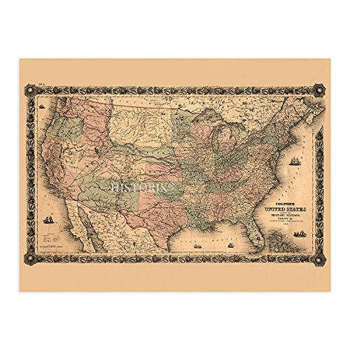 Historix Vintage 1861 United States Military Map - 18X24 Inch Vintage Map Of The United States Wall Art - Civil War Of Usa Map History - Old United States Map Poster - Colton's Us Civil War Map #TOP5