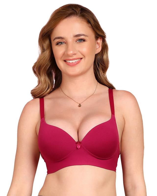 Image of Tweens Cotton Bonded Seamless Maximiser Bra | 3 /4th Coverage | Push-Up Level 1 | Elastic-Free Comfort | Wire-Free | Side Wings with Gripper | Adjustable Straps | Pack of 1 |