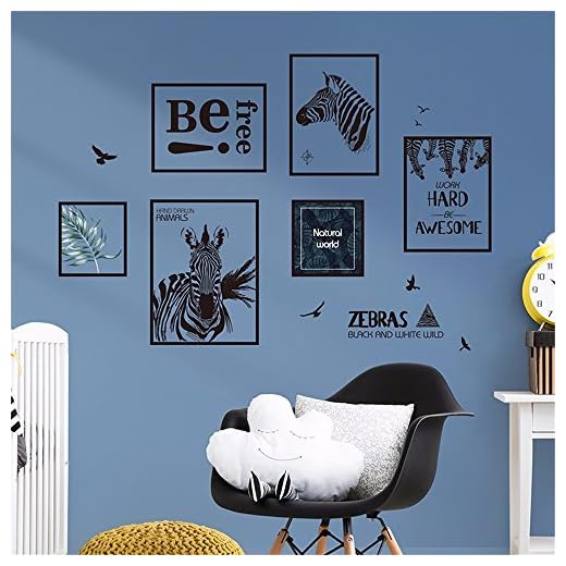 Väggklistermärken hem avtagbara självhäftande väggklistermärken rum vardagsrum soffa bakgrund väggdekoration kreativ nordisk vind djur bildram, 60 x 90 cm