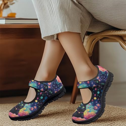 Jeiento Womens Ballet Mary Jane Flats Shoes Adjustable Strap Comfortable Round Toe Flat Walking Shoes Mesh Lightweight Walking Sneaker3
