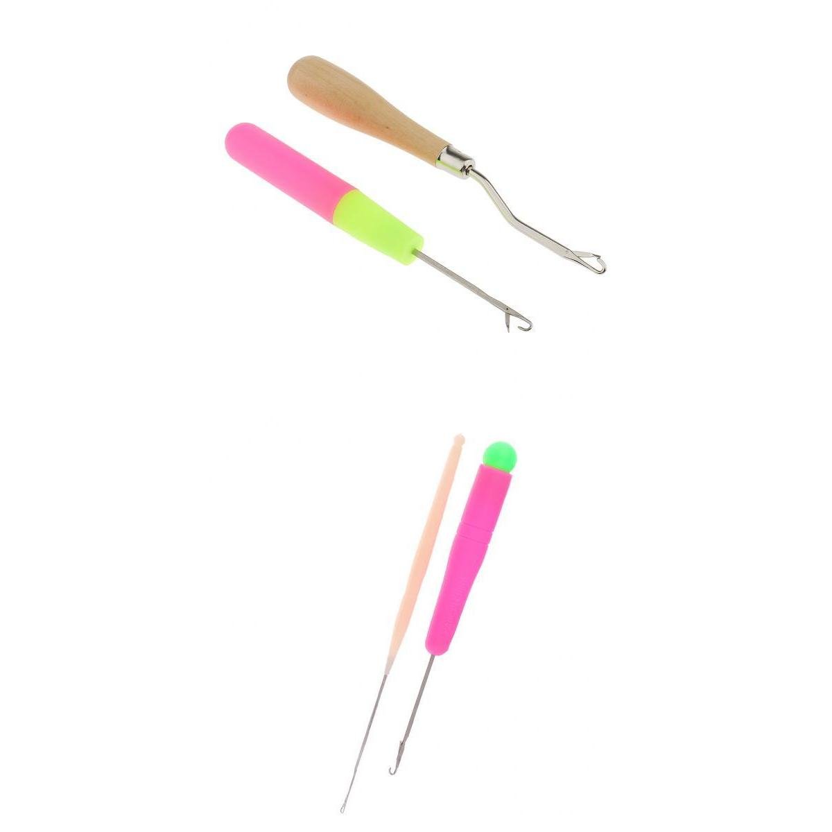 4 Pieces/Set Wood/PP Crochet Latch Hooks Lock Needles for Hair/Micro Braid-image-44
