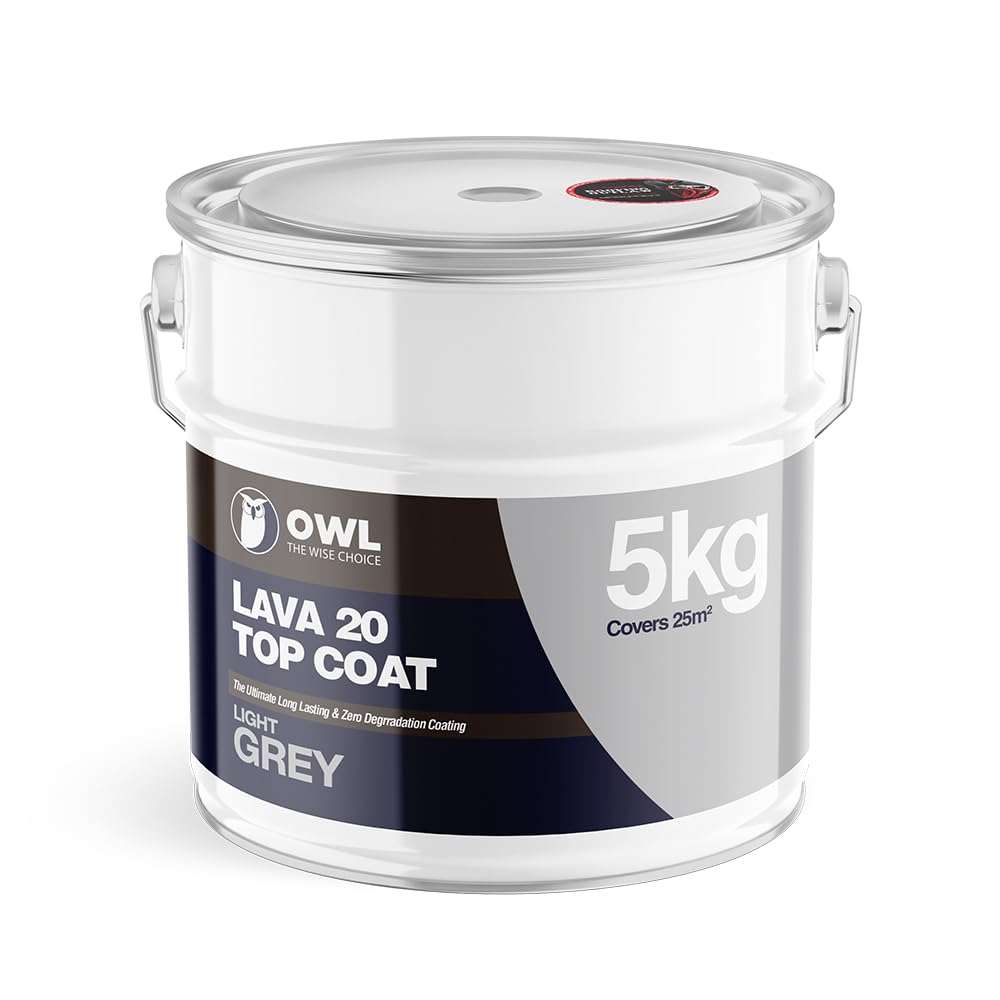 Owl Lava 20 Forever Top Coat by Roofing Outlaw (Light Grey, 5kg (25m²))