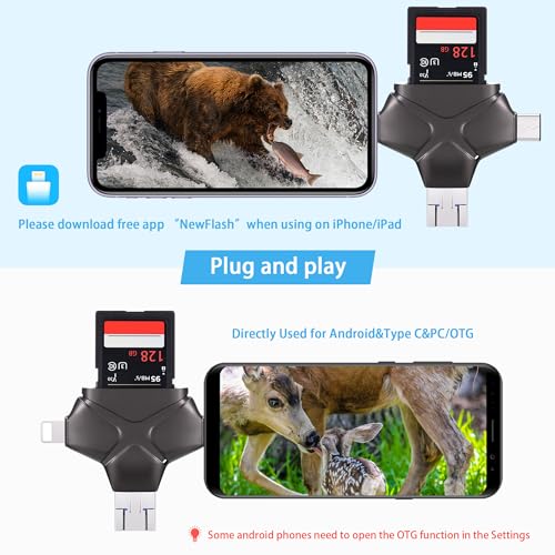 Ceoighe 4 in 1 Trail Camera Viewer, Memory Card Reader Compatible with iPhone/Android/Type C, Hunting Photo & Video Viewer/Gift for Scouting Deer Hunting Game - Thumbnail 4