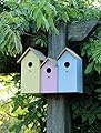 garden mile® Colourful Novelty 3 In 1 Garden Bird Houses Highly Detailed Predator Proof Bird Nesting Boxes For Small Birds Garden Ornaments (3 in 1 Tri-colour House)