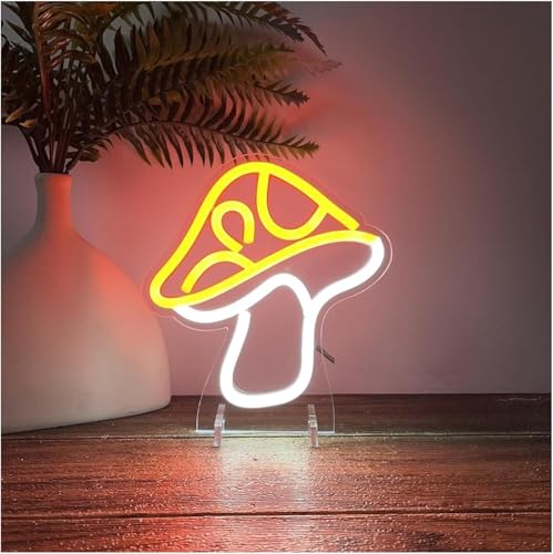 Enseigne au néon Champignon - Lampe de table decorative pour chambre d'enfant 18 x 20 cm
