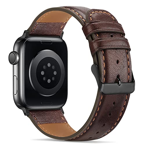 Tasikar Compatible with Apple Watch Strap 49mm 46mm 45mm 44mm 42mm Genuine Leather Replacement Bracelet Band Compatible with iWatch Ultra 3 2 1 SE Series 11 10 9 8 7 6 5 4 3 - Image 2