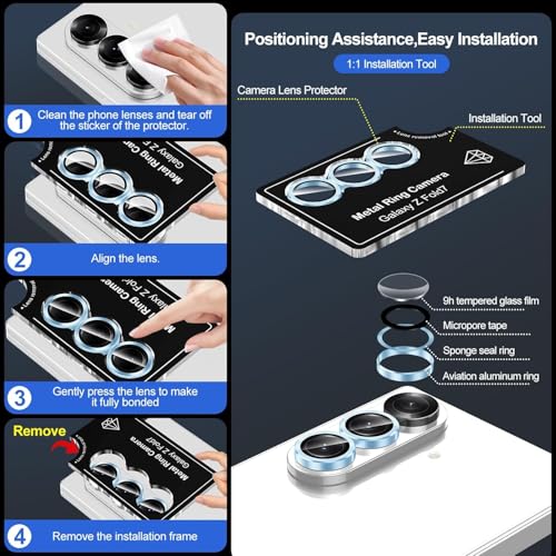 Image of TechTrendz Camera Lens Protector Ring for Samsung Galaxy Z Fold 7 Aluminum Alloy Rings, Ultra-HD Full Coverage Anti Scratch Metal Ring, Z Fold 7 Camera Lens Protector (3 Ring Included) (Sierra Blue)