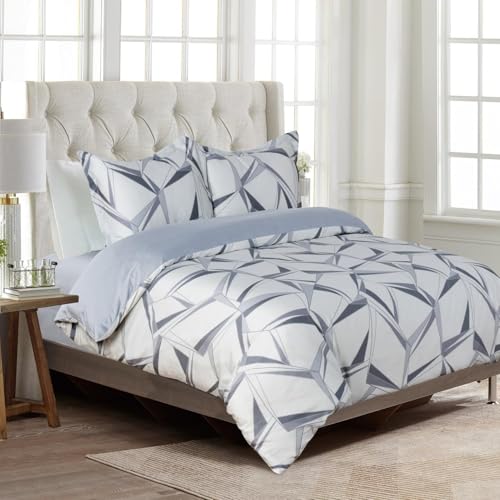 Majestic Giftware Madison Linen 8-Piece 44" Twin Size Bedding Set (BL500-44T-2) | Tokyo Comfort - Ash 300 Thread Count Cotton Sateen | 2 Fitted Sheets, 2 Duvets, 4 Pillowcases | Soft & Luxurious