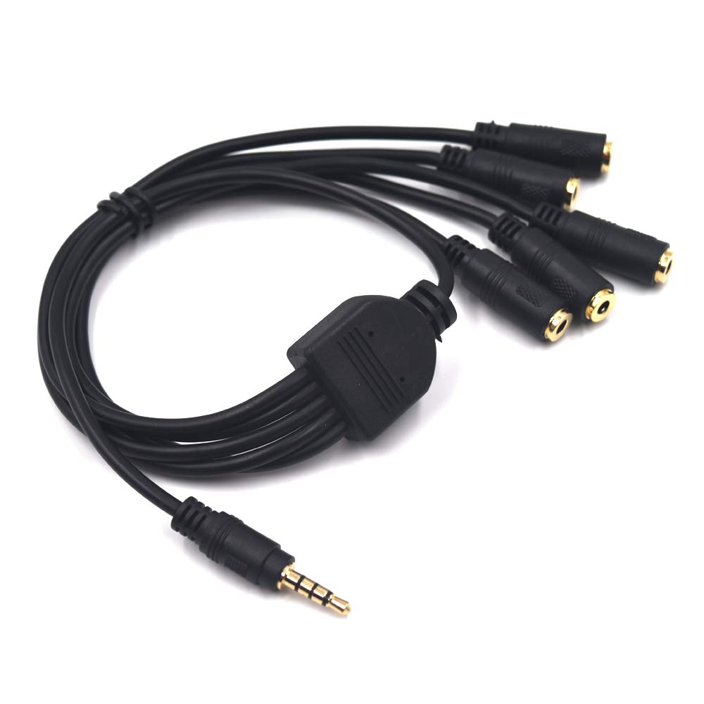 Cable de extensión divisor de 3,5 mm de 1 a 5 maneras de 3,5 mm, conector macho TRRS de 3,5 mm a hembra para auriculares adaptador divisor de audio estéreo (3,5 mm TRRS)