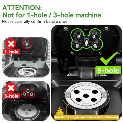 Image of CAPMESSO Reusable K Cups for Keurig: 6 Pack 5 Hole All Stainless Steel Pods | Fits K Supreme K Slim K Duo Gen2 includes scoop no plastic taste brew cups back to back before washing easy rinse /rich coffee