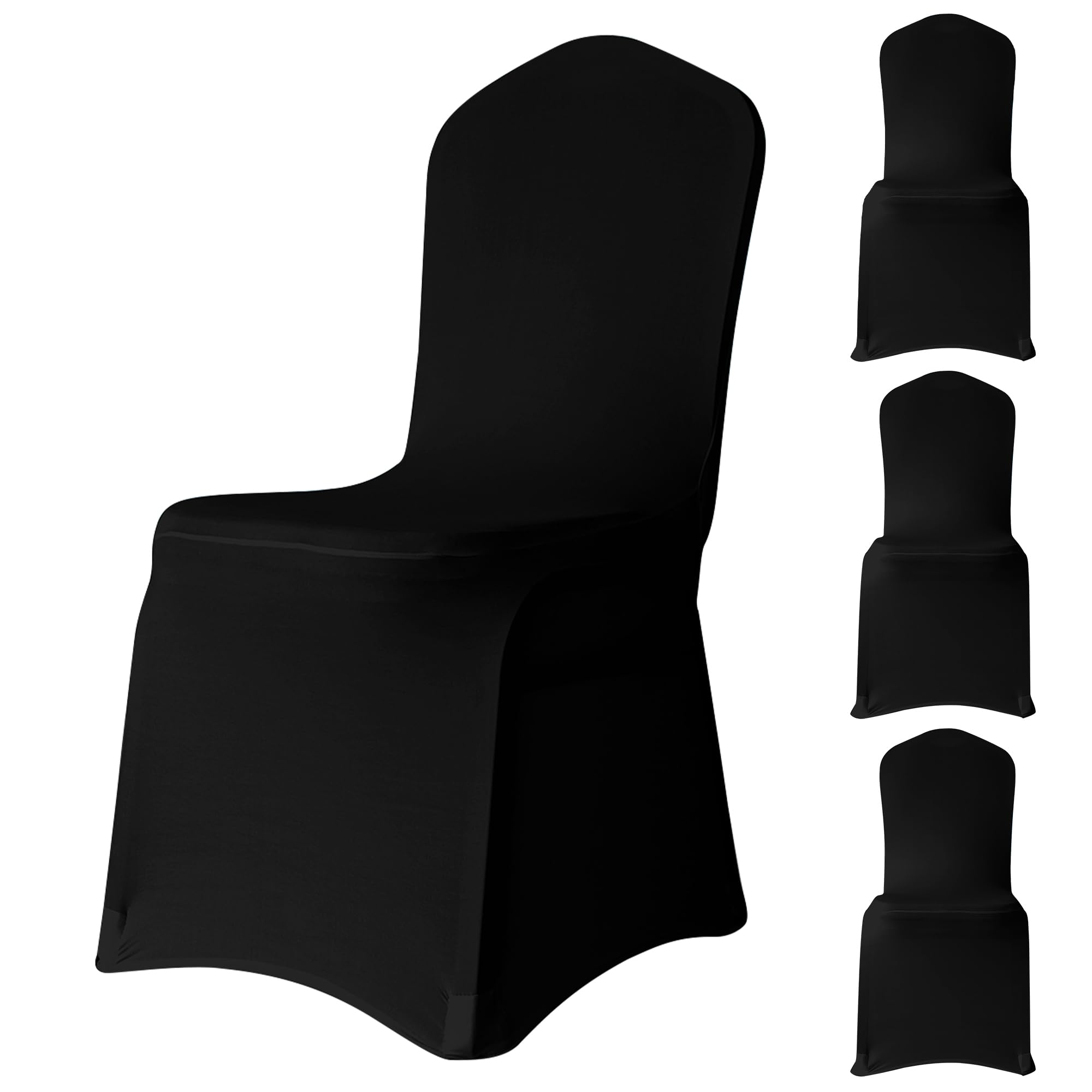 WedDecor Wedding Chair Covers Spandex Stretch Slipcovers, Black, Set of 4