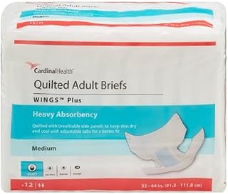 Cardinal 66333101 Wings Adult Heavy-Absorbent Incontinence Brief, Blue - Medium - Pack of 12