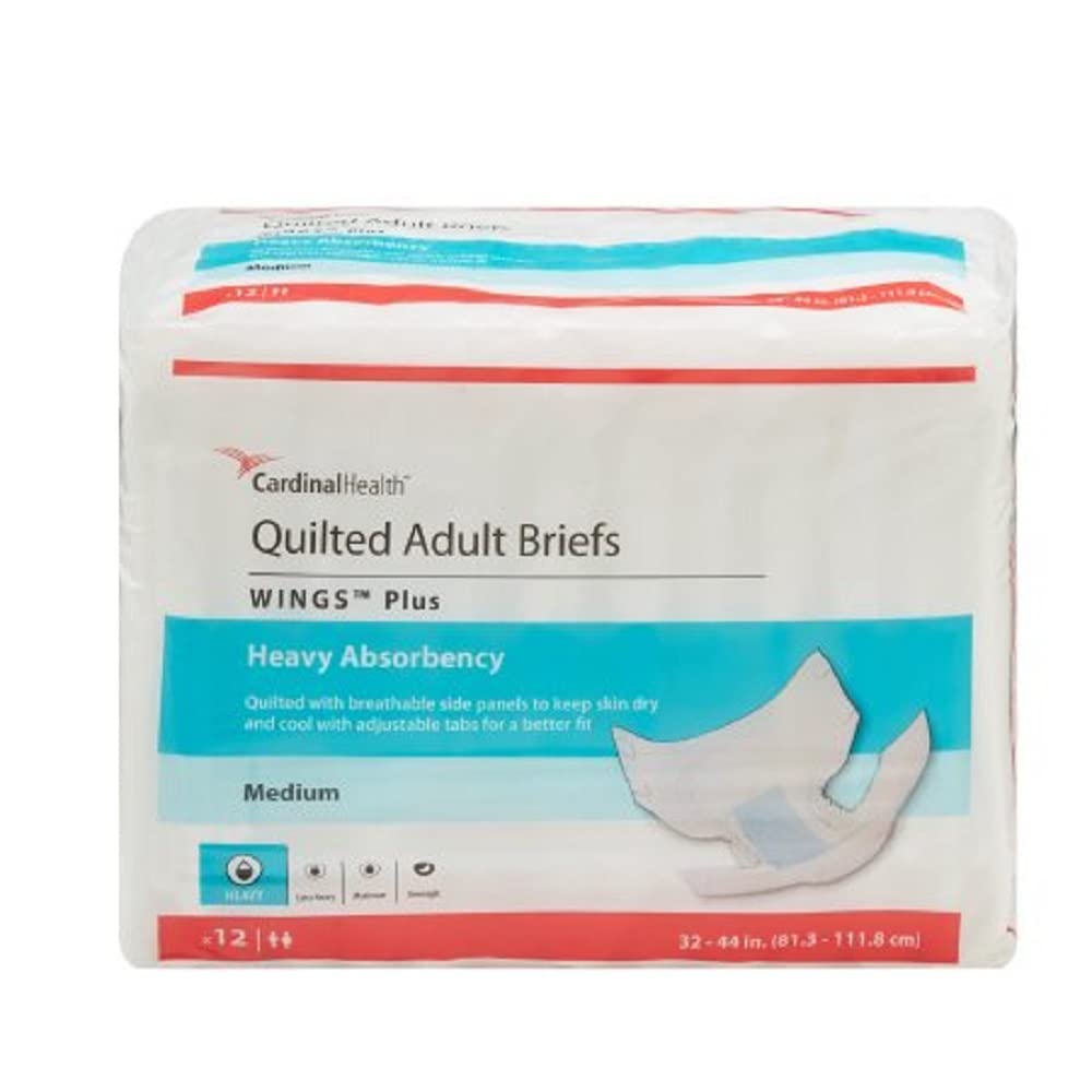 Cardinal 66333101 Wings Adult Heavy-Absorbent Incontinence Brief, Blue - Medium - Pack of 12