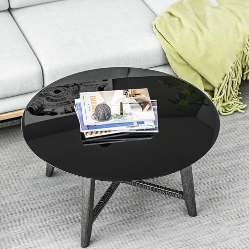 Image of Tempered Glass Round Table Top 31.9 Inch Diameter, 2 /5 inch Thick, Heavy-Duty Safety Glass Circle for Dining Table, Desk, Patio Base Replacement-Black