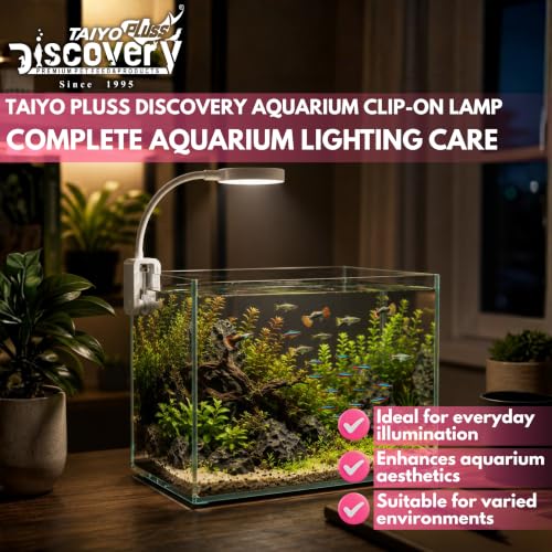 Image of Taiyo Pluss Discovery Aquarium LED Clip-On Light - 2.5W + Free Flakes Fish Food (10 g) | Full Spectrum LED with 3 Lighting Modes Lamp | for Betta Fish Bowls, Planted & Nano Aquariums up to 1 Feet