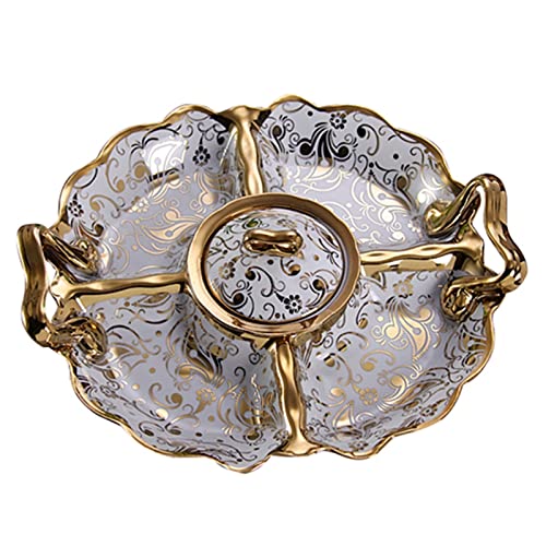 GFJTJAO Frutero Plato de Fruta Seca de cerámica Sala de Estar del Hotel Plato de semilla de melón de Caramelo Frutero