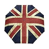 WOZO Vintage Union Jack British 3 Folds Auto Open Close Umbrella