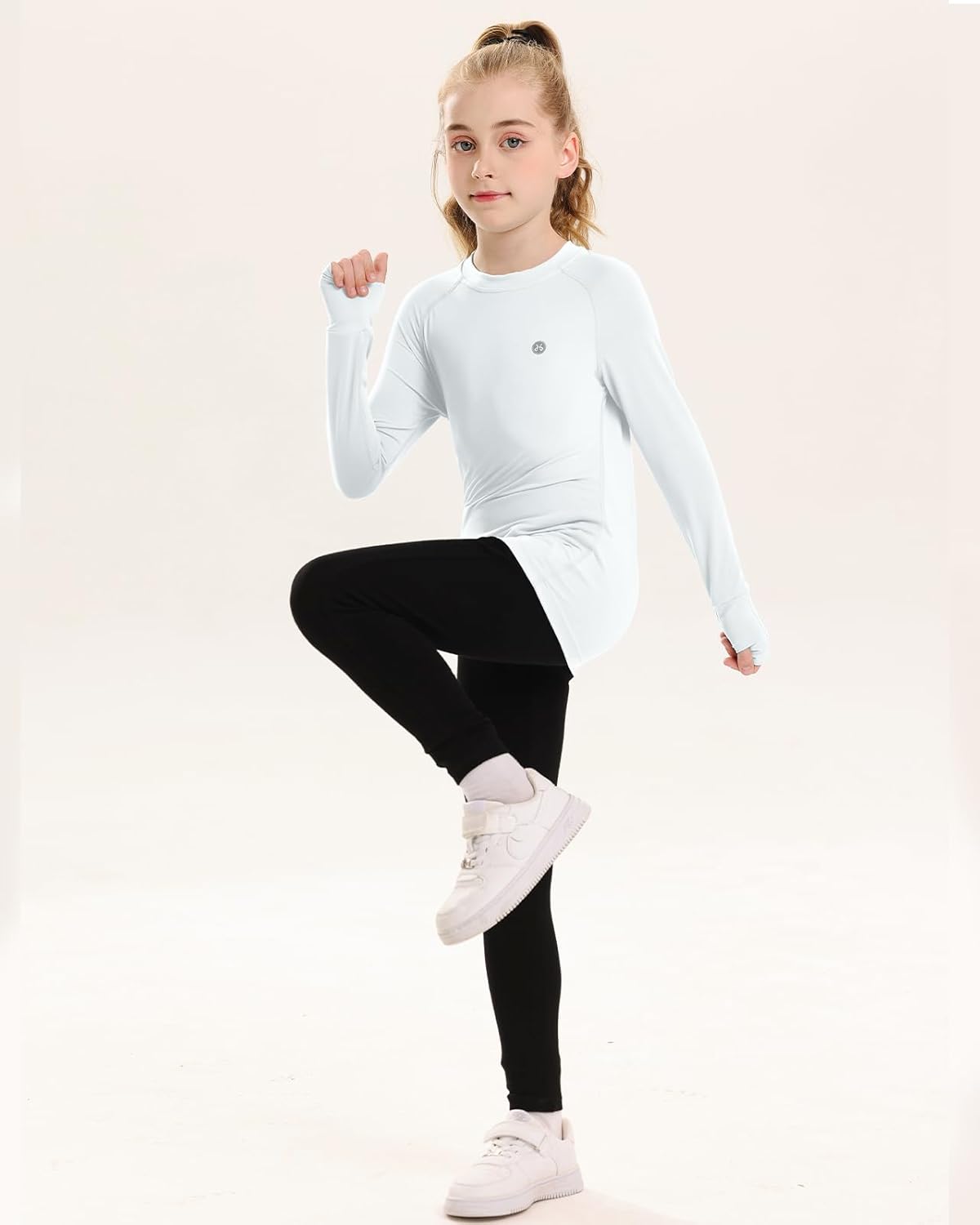 Girls Long Sleeve Shirt UPF50+ Lightweight Thin Active Tee Workout Running Pullover Top with Thumb Hole 3-12Years - Image 6