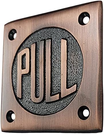 Adonai Hardware Square "PULL" Brass Door Sign - Antique Copper