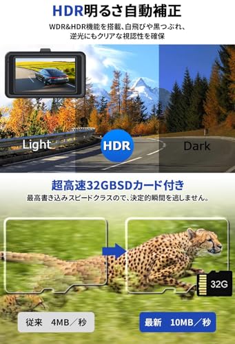 ノーブランド品 車用ドライブレコーダー 前後2カメラ