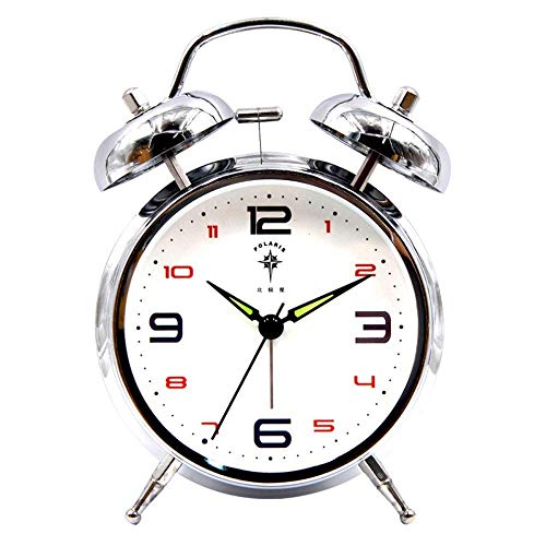 Wecker für Kinder Lernen analogen Quarz-Wecker mit Nachtlicht-Quarz-Mini Wecker Creative (Silber)