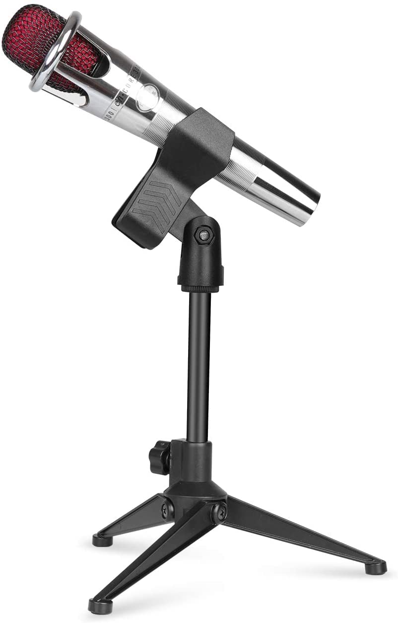 Depusheng Supporto per microfono da scrivania pieghevole ad angolo regolabile da tavolo pieghevole supporto microfono supporto di supporto in plastica nera (2 pezzi)