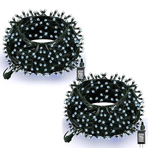 Dazzle Bright Christmas String Lights, 132FT 400 LED Connectable Green Wire 8 Modes String Lights, Waterproof Christmas Lights for Indoor Outdoor Patio Party Wedding Decorations, White Dazzle Bright Christmas String Lights, 132FT 400 LED Connectable Green Wire 8 Modes String Lights, Waterproof Christmas Lights for Indoor Outdoor Patio Party Wedding Decorations, White