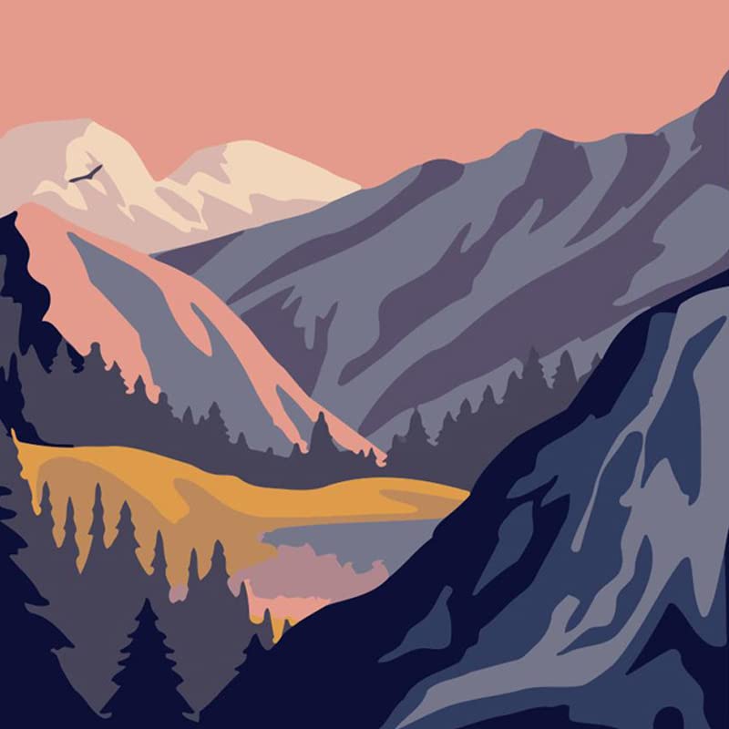 Aanabanana Paint by Numbers for Adults (Mini Framed 25x25cm, Mountains)