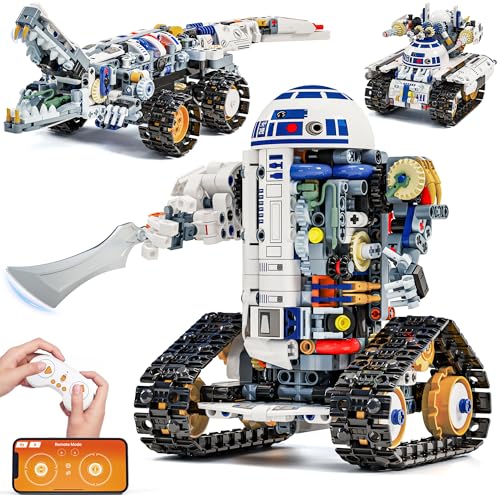 STEM RC Robot Building Kit - 3 in 1 APP & Remote Control Robotics for Kids Ages 8-12, DIY Educational Toy Programming & Science Project Kit, Birthday Gifts for Boys Girls