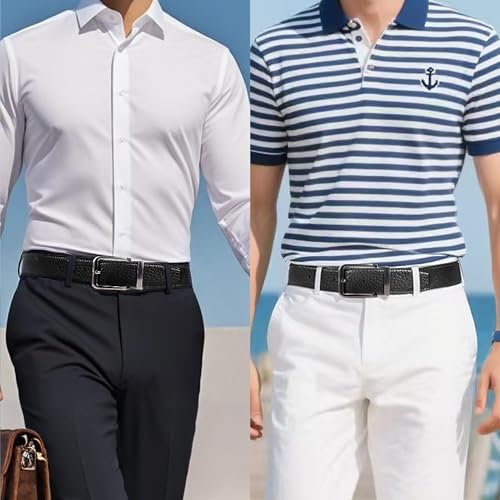 Men Belt 1Pack-Leather Belt for Men-Dress Casual Golf Jeans-Adjustable-Fits 39–41" Waist-Fit for Business-Casual-Men's Gifts3