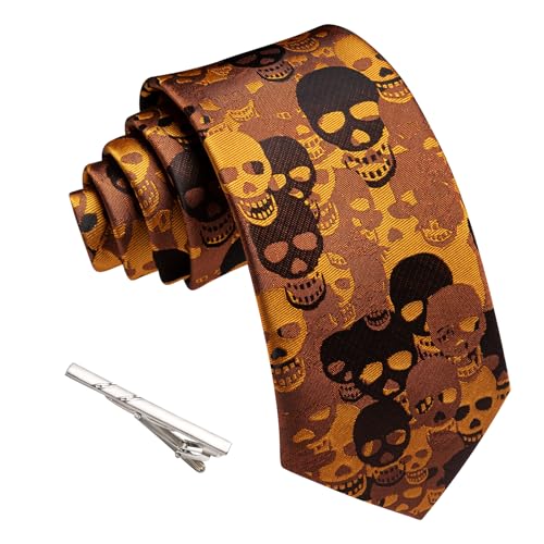 Image of Barry.Wang Silk Ties for Men Fun Necktie and Tie Clip Set for Wedding Party Business Formal Extra Long