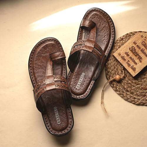 Image of Centrino Men's Slippers | Kolhapuri Style Chappals with Soft Cushioned Footbed | Comfortable & Durable | Traditional Yet Stylish Footwear for Men (9552)