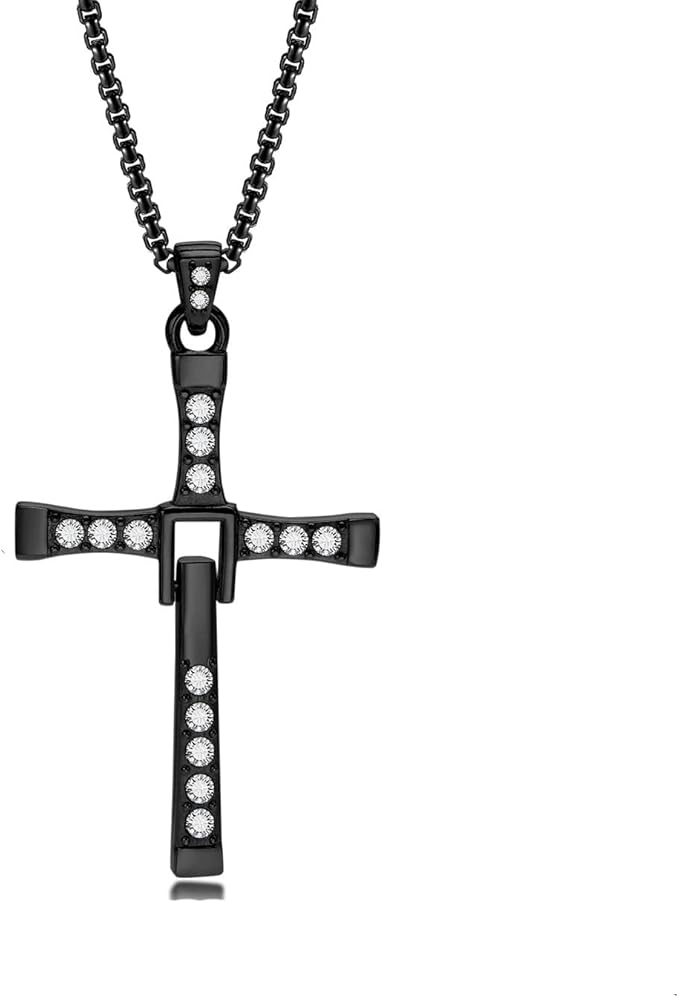 Epinki Collana Uomo Acciaio Inossidabile Croce Argento Hip Hop Zirconi Bianco Rotondo Gioielli Ciondolo 60 CM