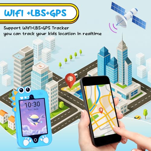 ele ELEOPTION 4G Smart Phone for Kids Toys with SIM Card, Touchscreen Toy Phone Interactive GPS Cell Phone for 3 4 5 6 7 8 9 10 Year Old Girls Boys Christmas Birthday Calling Smartphone Gifts Blue - Image 6