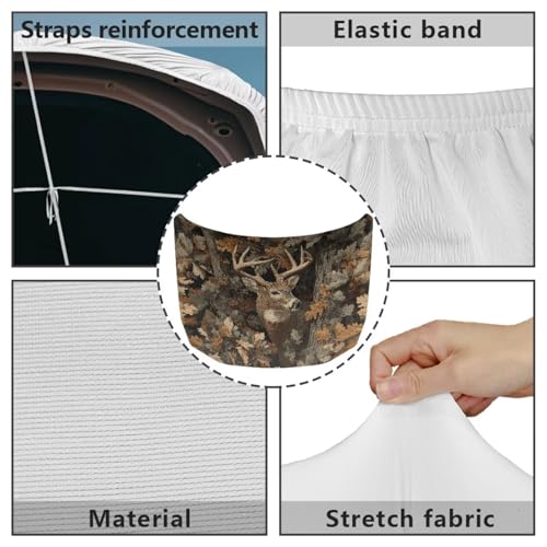 Image of Renewold Elk Deer Camo Hutning Car Hood Cover Protector Hood Covers for Cars Spring Fall Summer Winter Hood Wrap Blanket Women Men Automotive Exterior Accessories Decor for Most Sedan Small SUV Truck