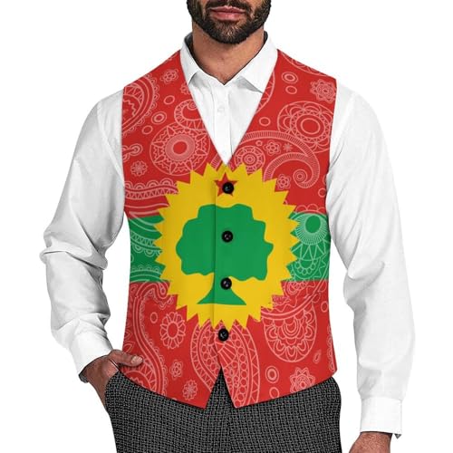 The Oromo Liberation Flag Paisley Novelty Men's Suit Vest Funny Formal Dress Vests Business Waistcoat