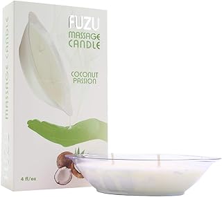 The Eco-Friendly & All-Natural Fuzu Massage Candle, Oil & Skin Moisturizer - Dual Wicks and Pour Spouts - Coconut Passion, 4 fl oz