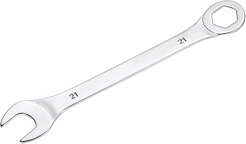 Miniatura 10 de uxcell Llave combinada fina con extremo de 6 puntos desplazados y extremo abierto en ángulo, espejo métrico, acero de alto carbono chapado en cromo,