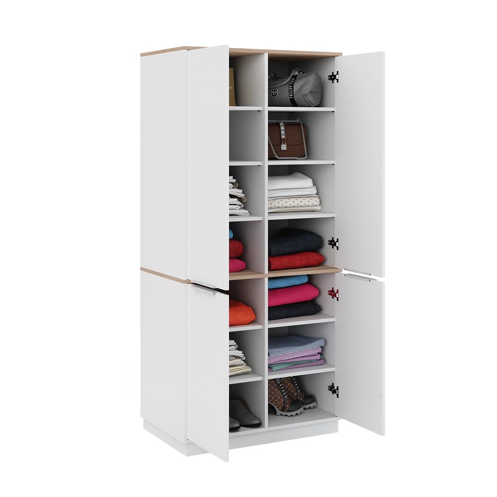 Vicco Étagère à dossiers Betti, Blanc/Sonoma, 82x179cm avec 6 étagères, pour Le Rangement des vêtements et Compatible avec des Meubles de la même série