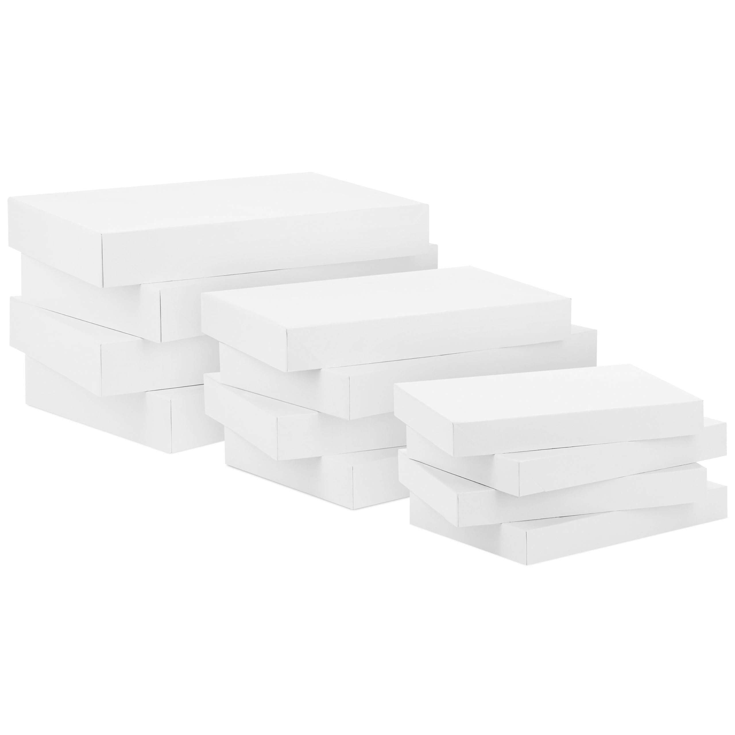 Hallmark Weiße Geschenkboxen, verschiedene Größen (12 Boxen mit Deckel: 4 kleine 27,9 cm, 4 mittelgroße 35,6 cm, 4 große 40,6 cm) für Geburtstage, Weihnachten, Chanukka, Babypartys
