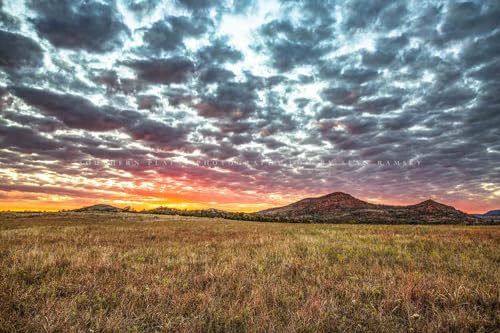 Wichita Mountains Photography Print (Not Framed) Picture Warm Sunset Over Mountains and Prairie Grass on Autumn Evening in Oklahoma Great Plains Wall Art Nature Decor (40