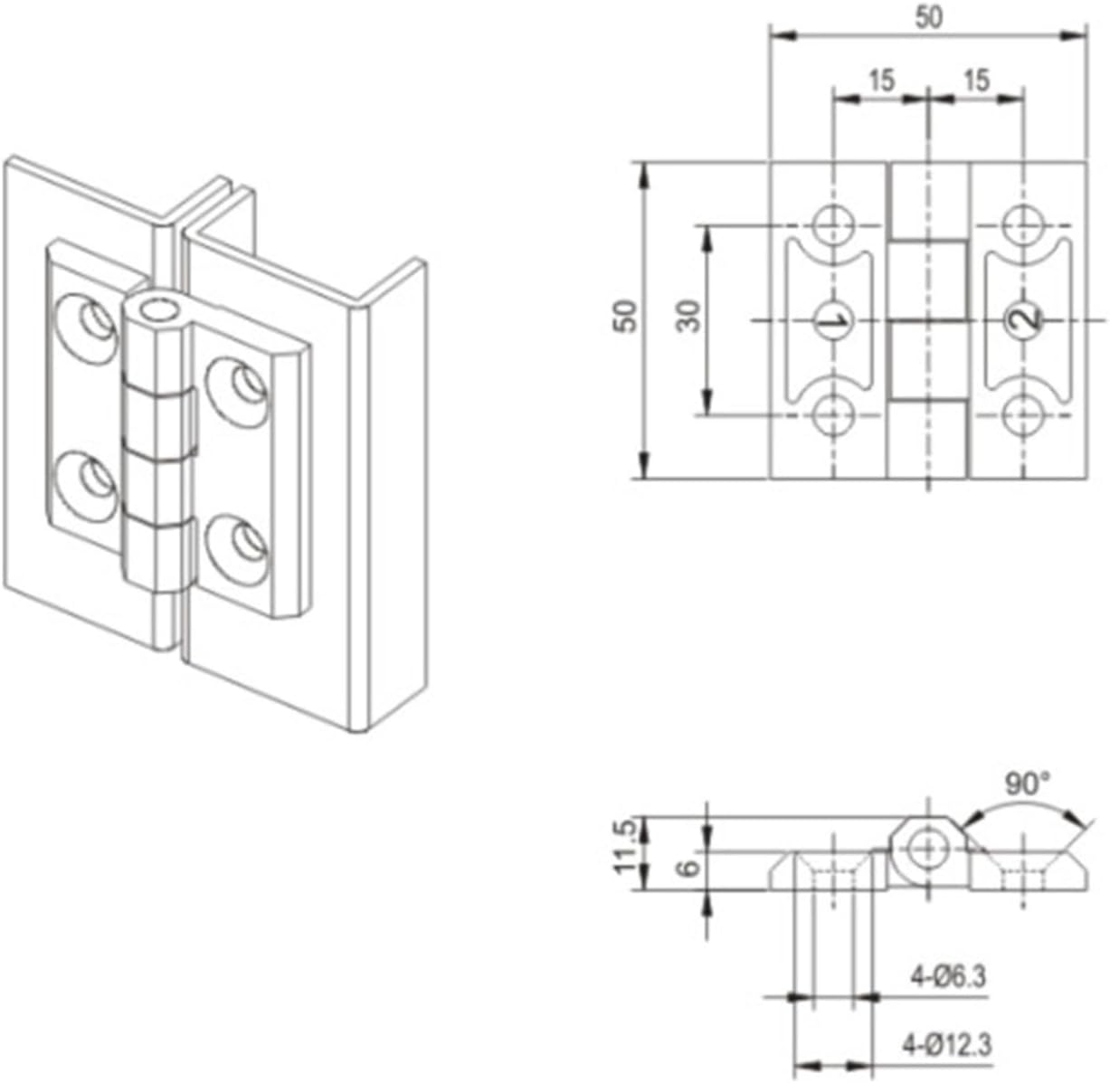 CL226-2 Stainless Steel Zinc Alloy Bearing Hinges Hardware Supplies 1Pcs(Black)