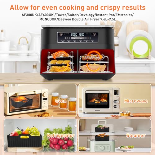 Air Fryer Accessories, 11Set for Ninja AF451UK AF300UK AF400UK Tower T17088 Including Three-Layer Racks & Paper Lining & ramekins etc Dual Air Fryer Accessories, Compatible with Oven, Microwave Air Fryer Accessories, 11Set for Ninja AF451UK AF300UK AF400UK Tower T17088 Including Three-Layer Racks & Paper Lining & ramekins etc Dual Air Fryer Accessories, Compatible with Oven, Microwave