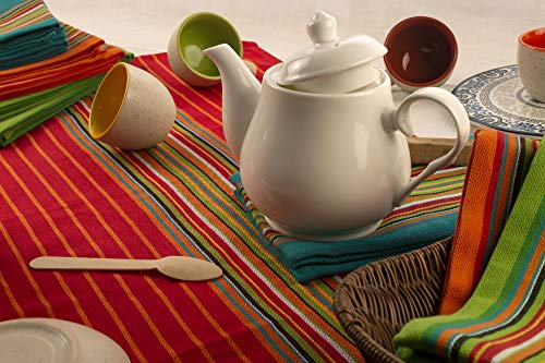 Neolino Kitchen Dish Towels, Salsa Stripe, 100% Natural Absorbent Cotton (Size 28 X 16 Inches), Pack Of 12-Multi Color #TOP4