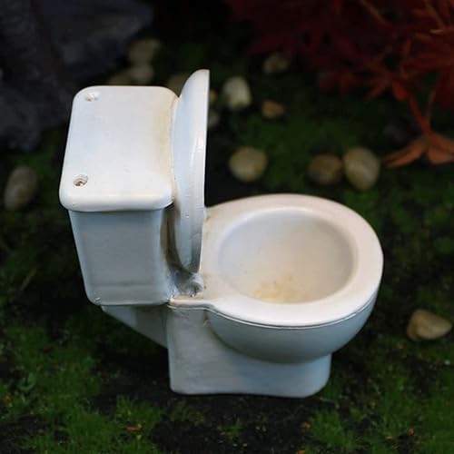 Miniatura 2 de Garneck Mini inodoro de juguete para casa de muñecas, figura de baño en miniatura, modelo de inodoro pequeño, decoración de adorno de jardín de hadas