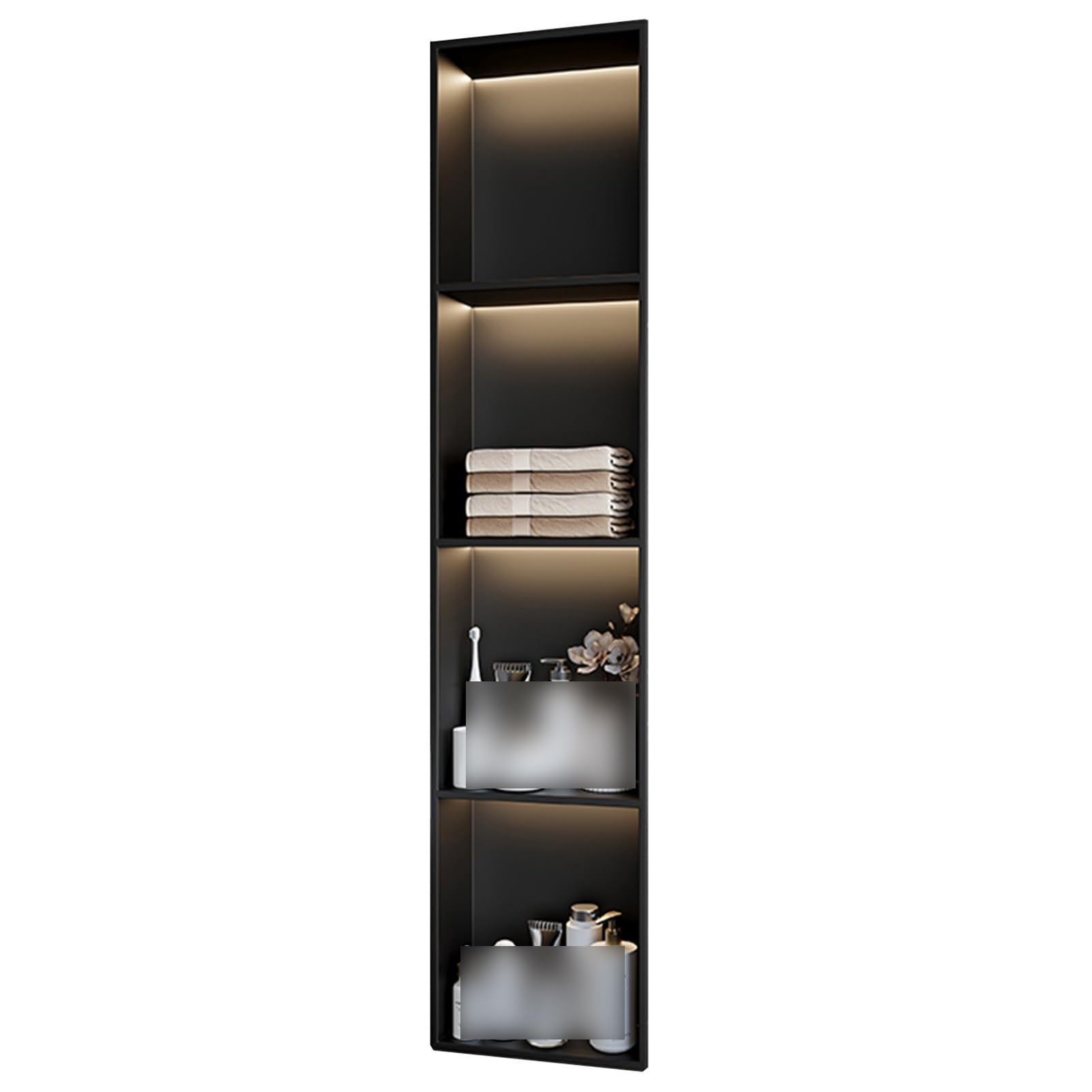 QUSYZD Shower Niche, Stainless Steel Wet Room Alcove Recessed, Shampoo Cosmetic Toiletry Waterproof Shower Organiser, Home Bedroom Living Room Bathroom Shelves,Black-120x28x12.5CM/47.25x11.03x4.93in