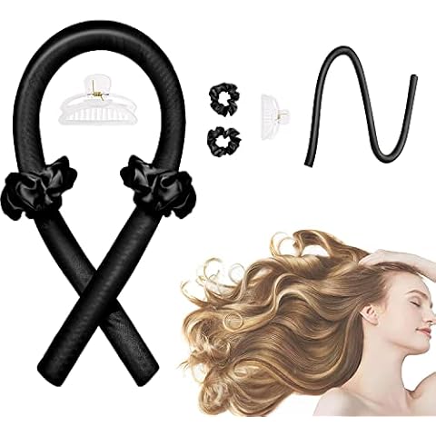 Heatless Curlers Headband - Heatless Hair Curler No Heat Curl Ribbon Heatless Curlers to Sleep in Overnight Hair Roller for Long Hair with Scrunchies Hair Clips Styling Tools Cover