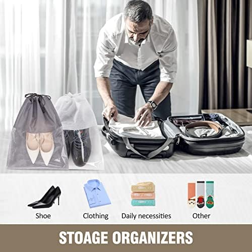 20PCS Travel Shoe Bags, Drawstring Non-Woven Shoe Storage Bags, Large Household Portable Shoes Organizers, Dustproof & Waterproof Sports Shoe Bags for Men Women (White & Grey) 4 20PCS Travel Shoe Bags, Drawstring Non-Woven Shoe Storage Bags, Large Household Portable Shoes Organizers, Dustproof & Waterproof Sports Shoe Bags for Men Women (White & Grey)